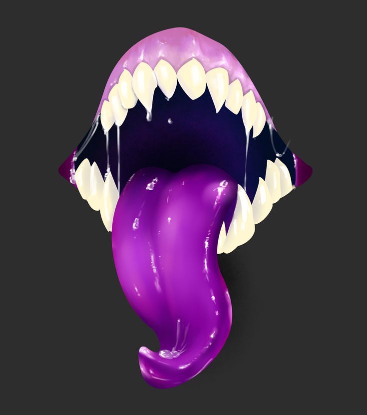 an image of a purple monster mouth with teeth