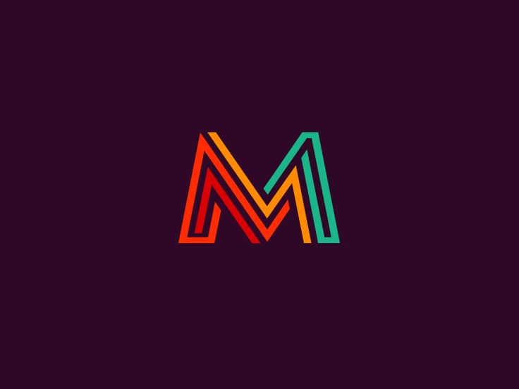 the letter m is made up of colored lines