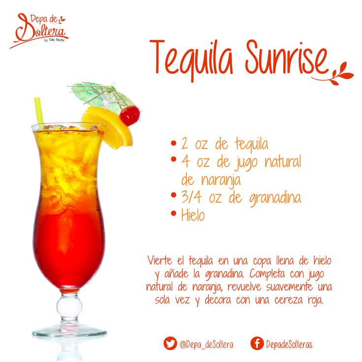 Receta Tequila Sunrise Tequila Sunrise Recipe, Fun Halloween Drinks, Bartender Drinks, Pretty Alcoholic Drinks, Cocktail Drinks Alcoholic, Strawberry Dessert Recipes, Drink Recipes Nonalcoholic, Mojito Recipe, Refreshing Drinks Recipes