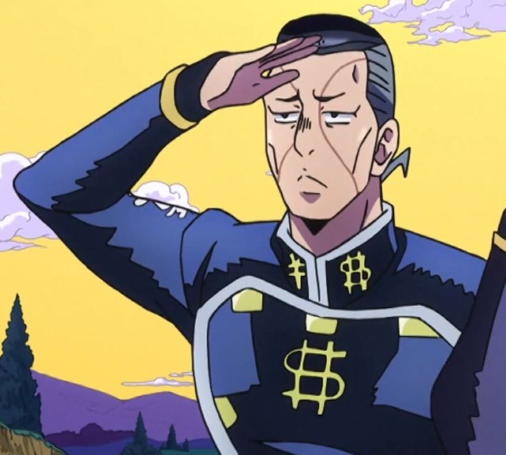 a man in uniform saluting with his hands on his head and looking at the sky