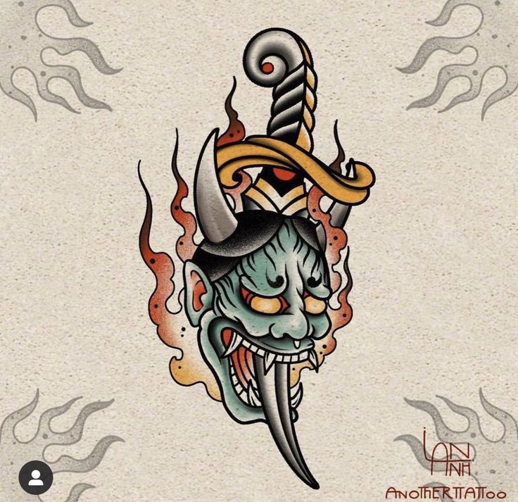 Old School Style Tattoo, Traditional Japanese Tattoo Flash, School Japanese, Old School Tattoos, Oni Tattoo, Americana Tattoo, Traditional Tattoo Flash Art, Traditional Tattoo Inspiration, Tattoo Old School