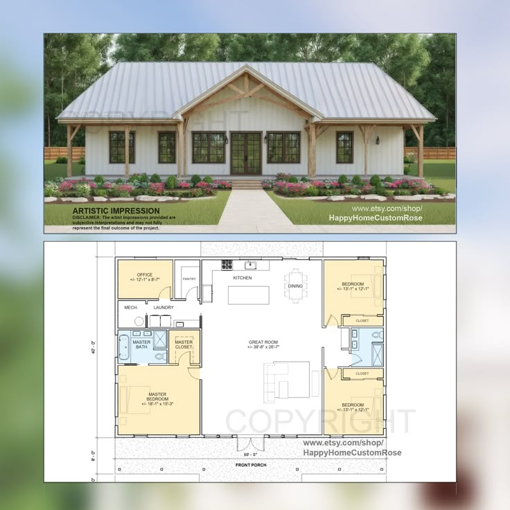 the floor plan for this small house is shown