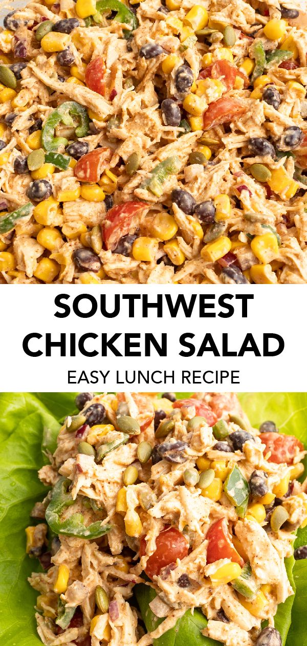 chicken salad on a salad leaf Southwest Chicken Salad Recipe, Southwest Chicken Salad, Resep Salad, Southwest Chicken, Healthy Lunch Meal Prep, Healthy High Protein Meals, One Pot Dinners, Easy Healthy Meal Prep, Chicken Salad Recipe