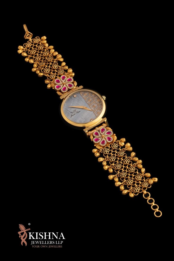 Gold Watches Women Indian, Gold Breslet, Gold Jwellary, Gold Bangle Watch, Engagement Jewellery, Rajputi Jewellery, Unique Gold Jewelry Designs, Pinterest Jewelry, Hand Chain Jewelry