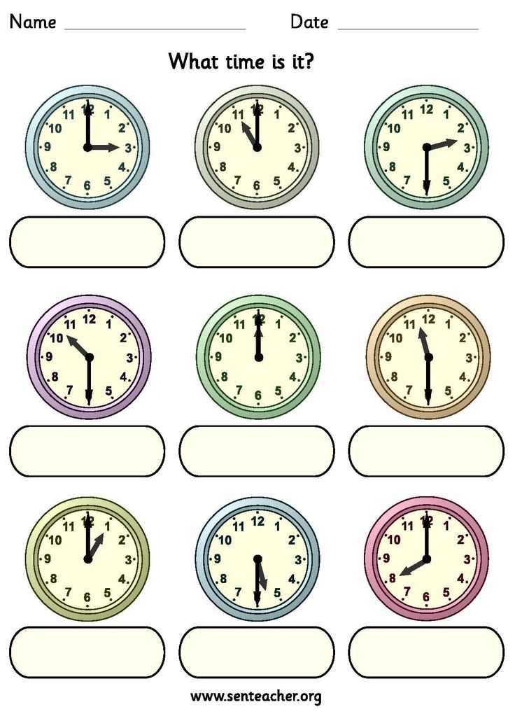 printable worksheet for telling time to the hour