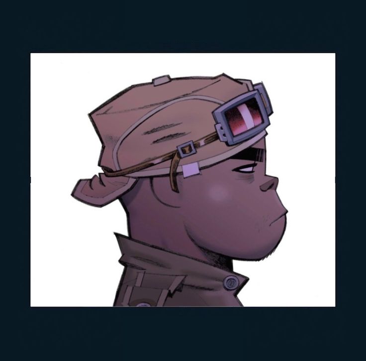 a drawing of a man wearing a hat with goggles on it's head