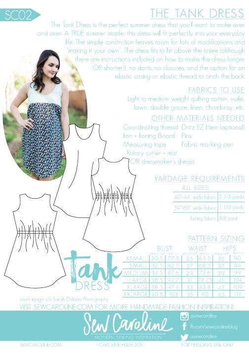 the tank dress sewing pattern is shown