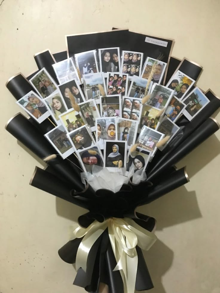 a bunch of pictures are arranged in a bouquet