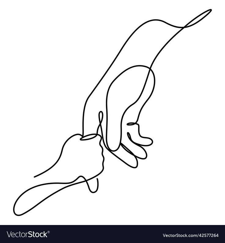 one continuous line drawing of a hand reaching for something