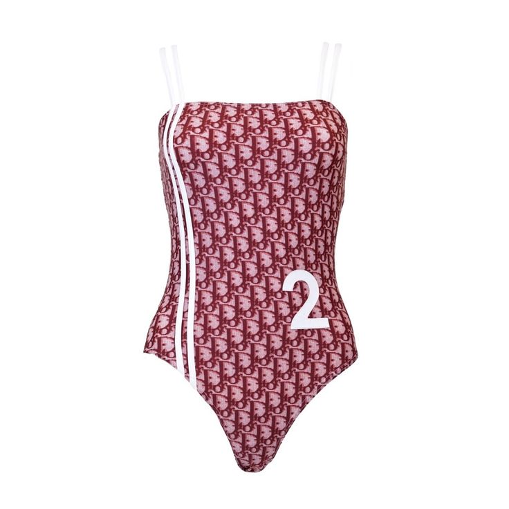 Christian Dior Red Monogram No.2 One-Piece Swimsuit Size Fr 42. Iconic Dior Monogram Print Designed By John Galliano, Nwt, In The Color Red, One-Piece, Double Straps That Outline One Side Of The Piece, And A Number 2 Accent On The Front. As Seen On Kylie Jenner. Material Is Stretchy, Fits Around A Size S/M . Classic Navy Monogram Print, Tank Top Sleeve, Bodysuit, Cheeky Style, Open Back. Measurements; Length-26.5” Hip-13” Waist-11.5” Bust-13.5”; Measurements Are Displayed As A Courtesy, Please D Gucci Bathing Suits, Dior Monogram, The Color Red, Red Swimsuit, Print Tank Top, John Galliano, Number 2, Print Tank, Pink Fashion