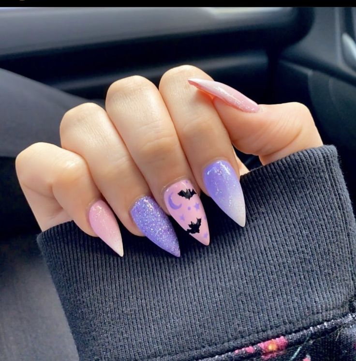 Gothic Spring Nails, Pastel Goth Nails, Boring Nails, Bat Nails, Ideas Uñas, Witch Crafts, Nail Board, Pastel Halloween, Gothic Nails