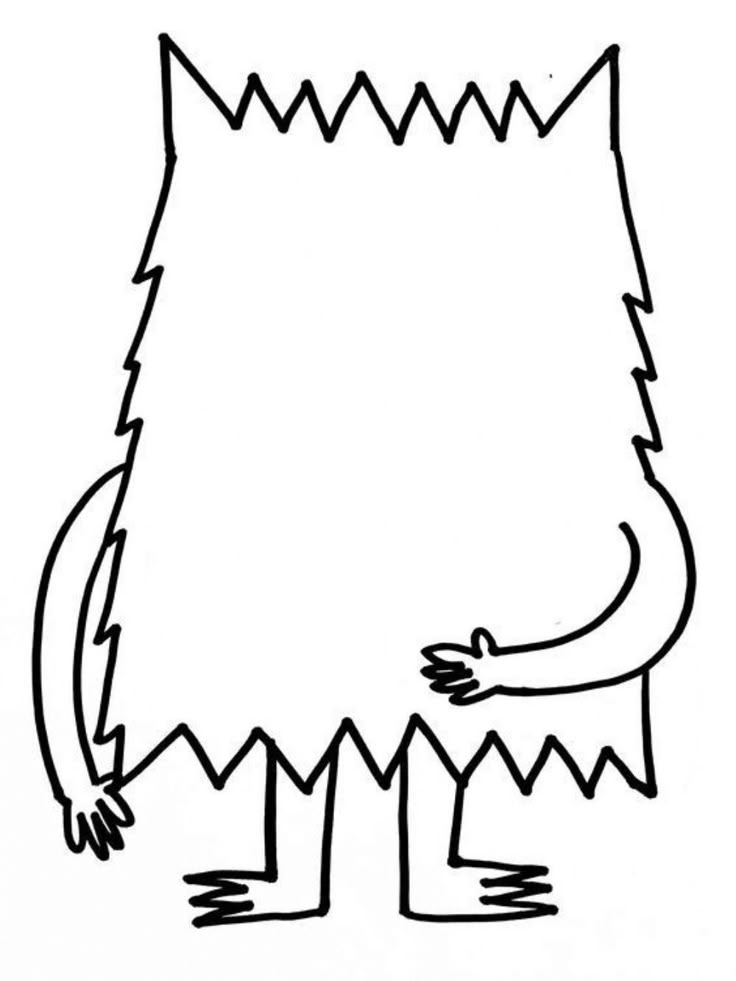 a drawing of a monster with its hands on it's chest and legs crossed