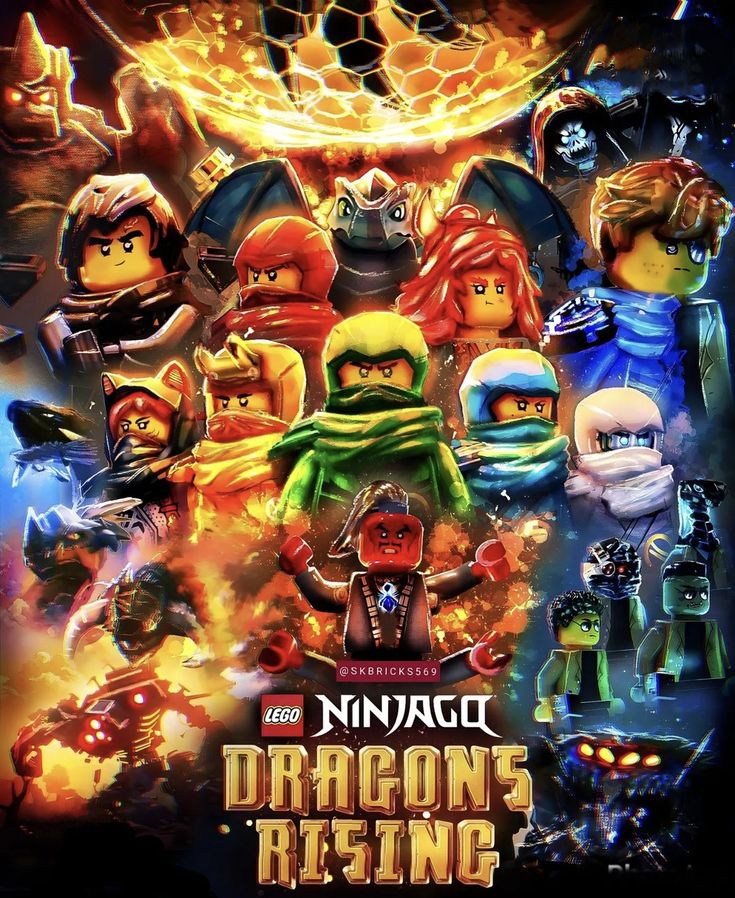 the lego movie poster for ninjas rising, featuring characters from all over the world