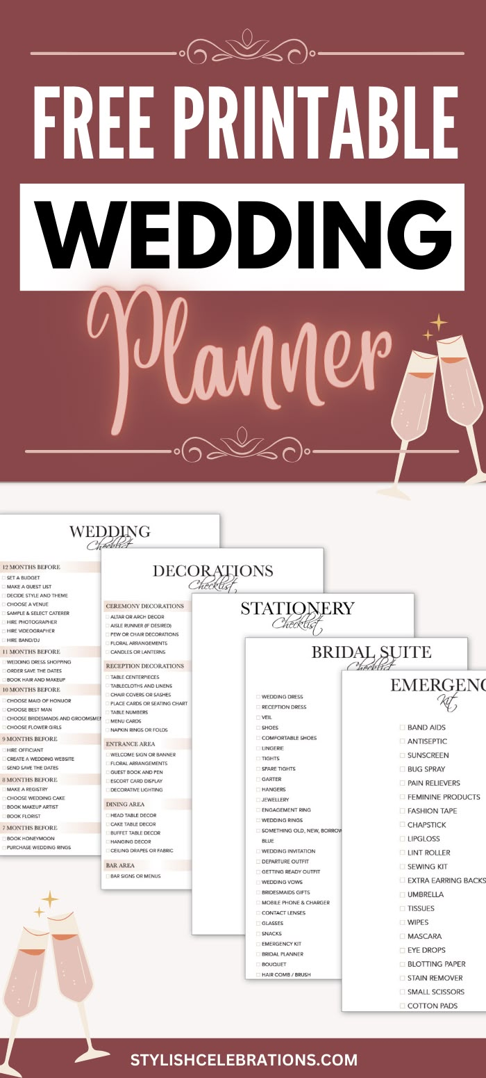 Free Wedding Planner Printable to Download Wedding Planning Guide Printable Free, Wedding Checklist Detailed Printable, Wedding Printables Free Templates, Bridal Suite Checklist, Wedding Checklist Pdf, Wedding To Do List Checklist, Bridal Checklist, Wedding Coordinator Checklist, Wedding Planner Checklist Printable