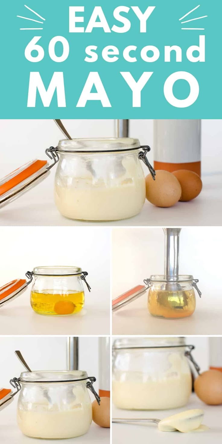 how to make mayonnaise in a glass jar with eggs and spoons on the side