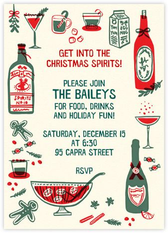 a christmas party flyer with various items