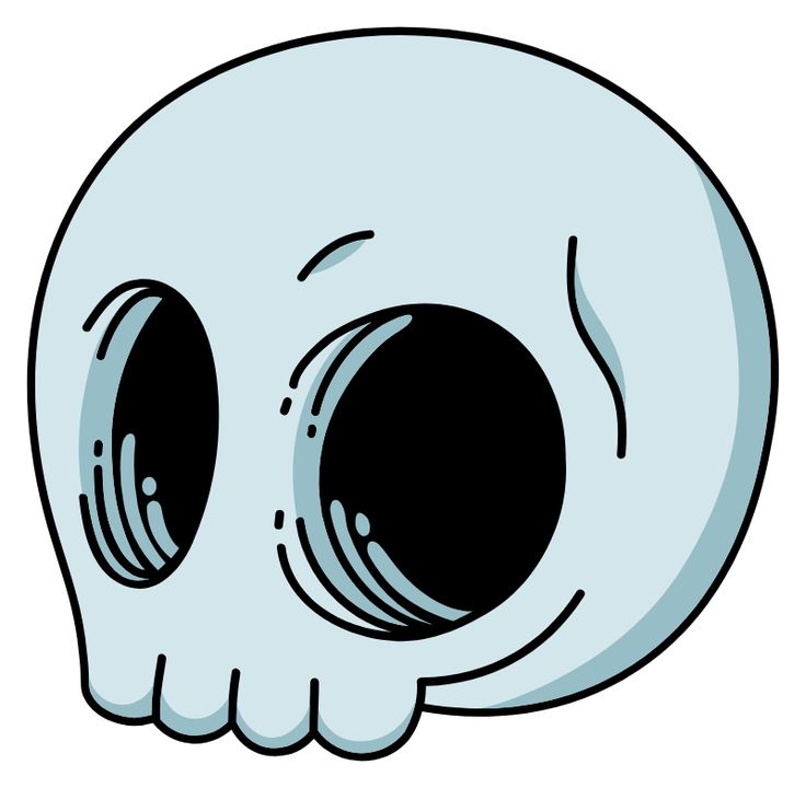 a cartoon skull with two large eyes