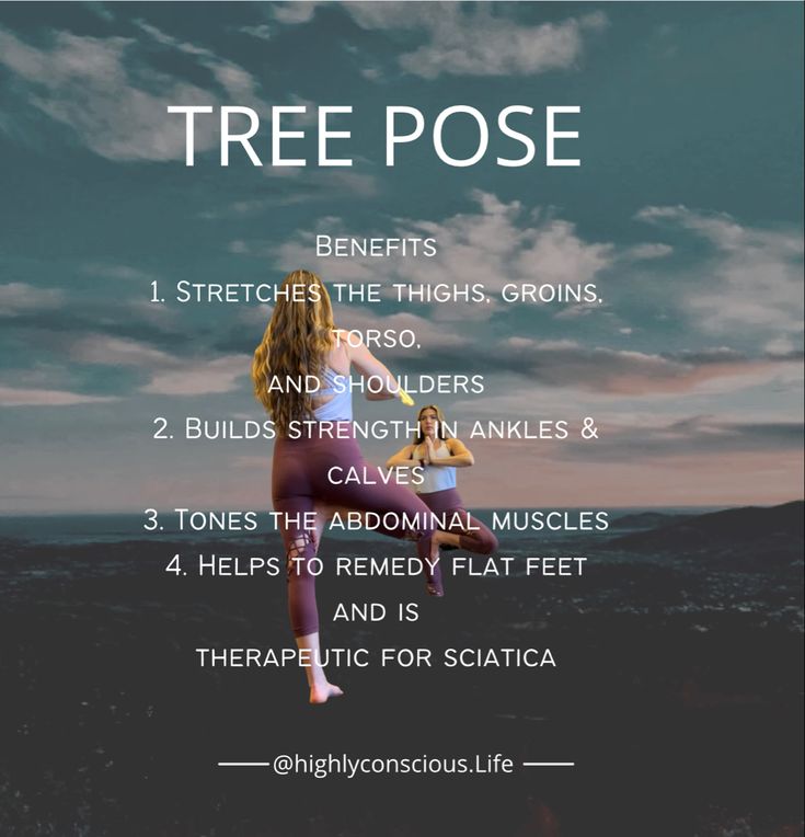 a woman sitting on top of a mountain with the words tree pose