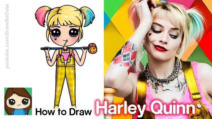 Harley Quinn Outfit, Harley Quinn Birds Of Prey, Kawaii Girl Drawings, Easy Step By Step Drawing, Harley Quinn Comic, Kawaii Disney, Cartoon Girl Drawing, Step Drawing, Amazing Art Painting