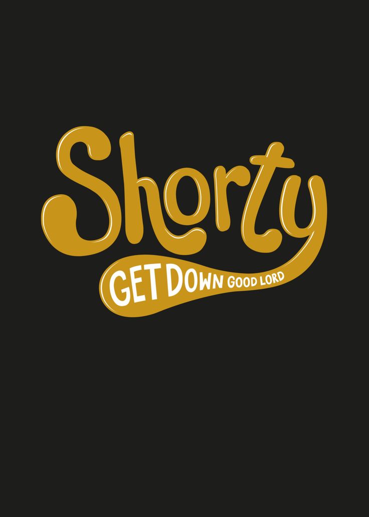 the logo for shorty get down good lord, which is written in gold on a black background