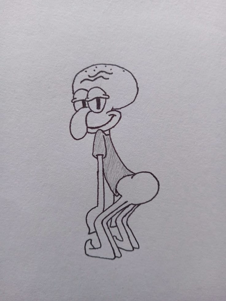 a drawing of a person with glasses sitting on top of a chair looking at something