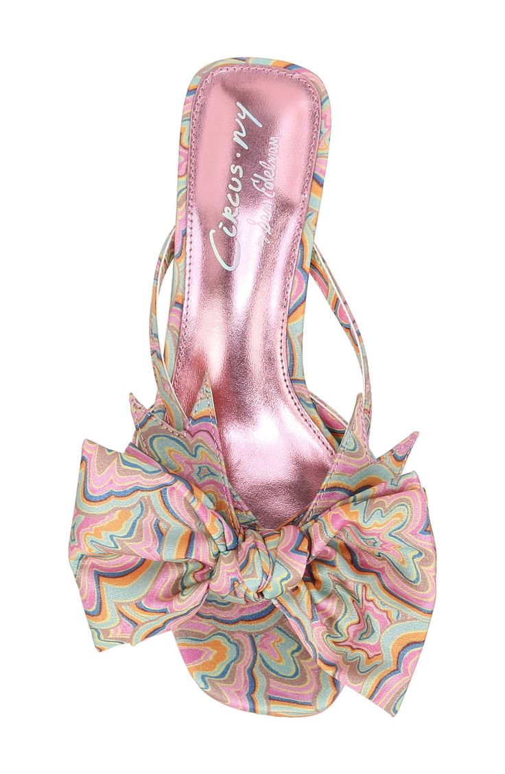 A bold bow embellishment and dramatically flared heel make this sandal a glamorous way to elevate your look. 1 3/4" heel Textile upper/synthetic lining/rubber sole Imported Elevate Your Look, Sam Edelman, Circus, Rubber Sole, Womens Sandals, Nordstrom, Sandals, Heels, Pink