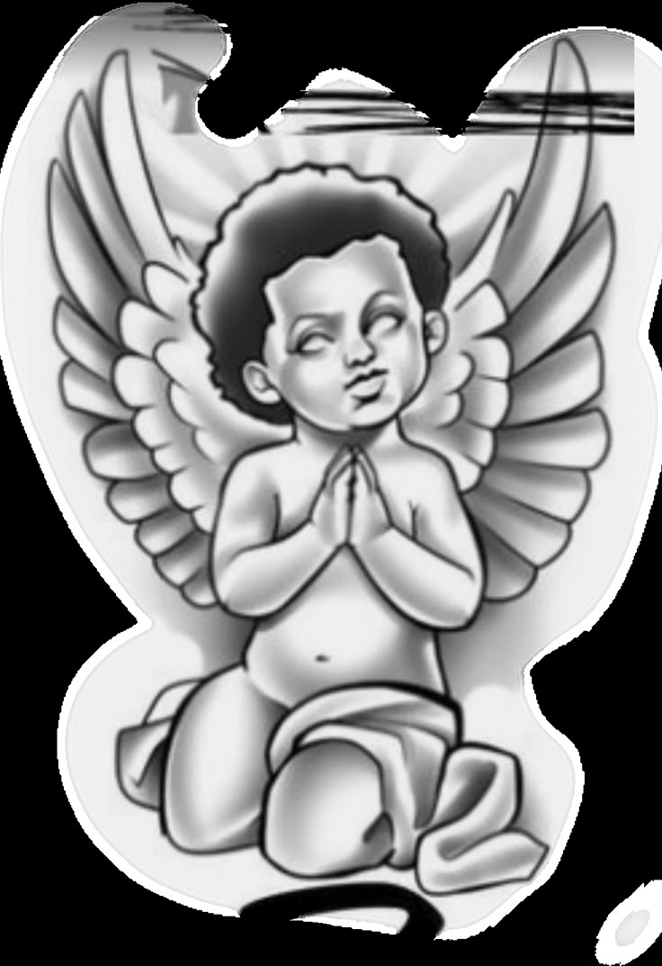 an angel sitting on the ground with his hands folded in front of him and praying