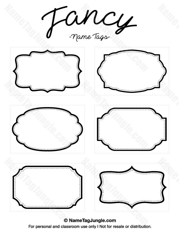 fancy name tags with the word fancy on it in black and white, set of four