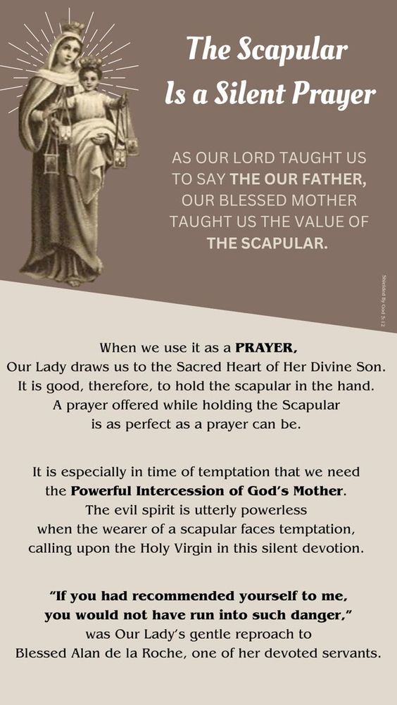 an image of the statue of jesus with text above it that reads, the scapular is a silent prayer