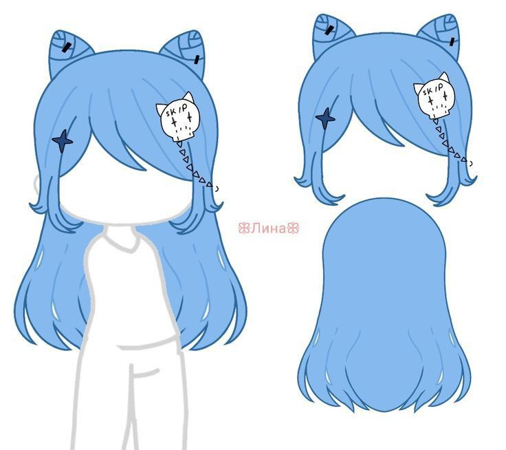 an anime character's hair is shown in three different positions, including the head and shoulders