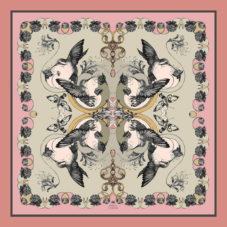 The Hummingbird And Honeysuckle Scarf Scarves Design, Design Hijab, Print Scarf Design, Silk Scarf Design, Slavic Folklore, Luxury Silk Scarves, Summer Shawl, Digital Imaging, Silk Accessories