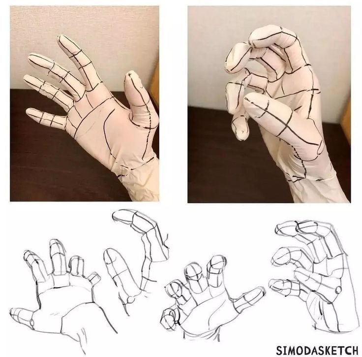 the hands are drawn in different ways to make it look like someone is doing something