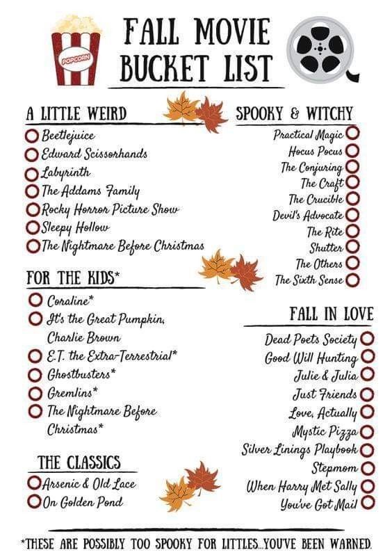 the fall movie bucket list for kids