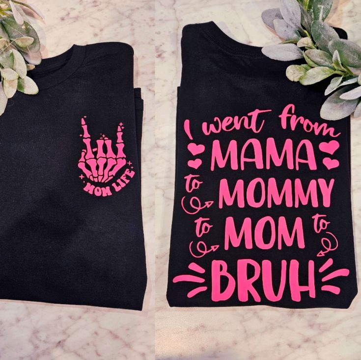 Cute Design ! Custom Made And Will Ship Within A Few Days! On Gildan Unisex Short Sleeve Check Out My Page For More Designs Mom Mommy Bruh, Mommy Mom Bruh, Recycled T Shirts, White Graphic Tee, Purple T Shirts, Humor Funny, Pink Tshirt, Mama Shirt, Black And Pink