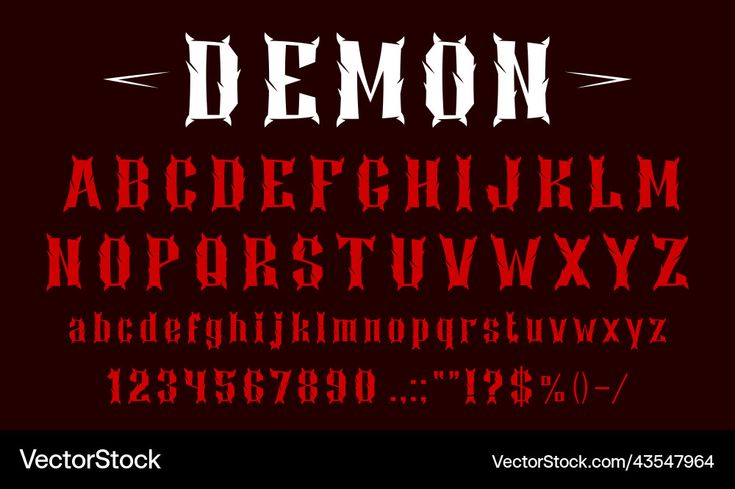 the font and numbers for demon