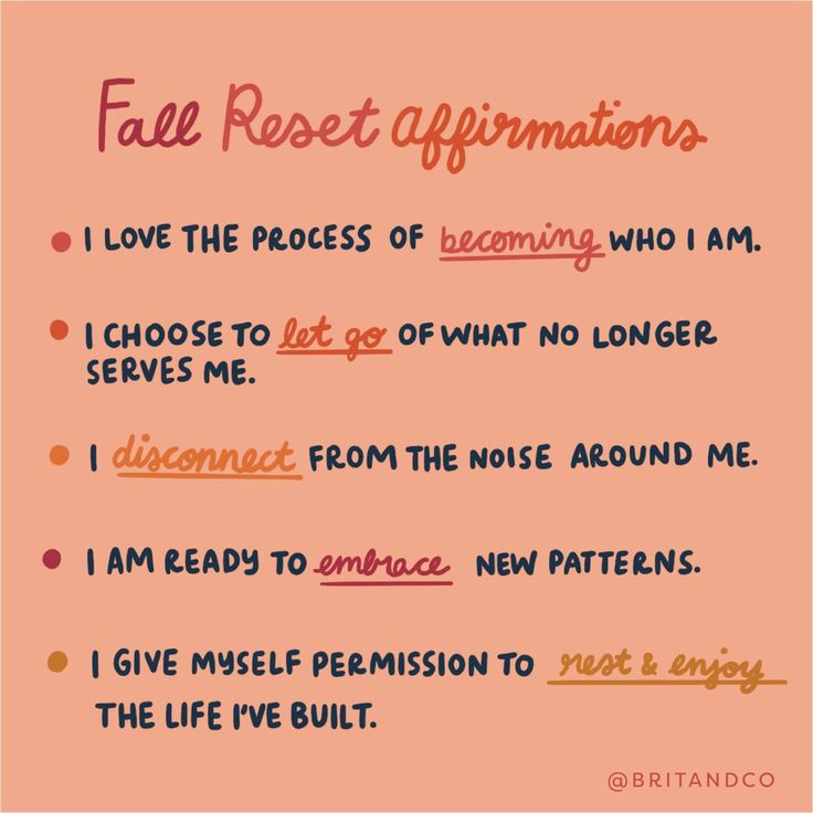 the poem for fall rest affirmitions is shown in pink and orange colors