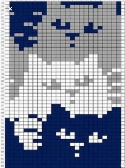 a cross stitch pattern with white and blue colors