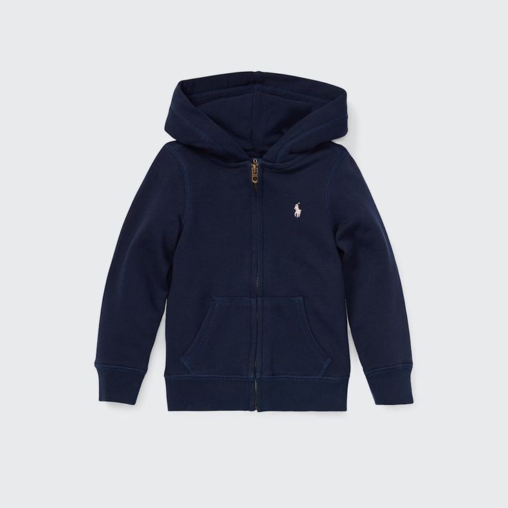 Ralph Lauren Childrenswear hoodie sweatshirt in drapey terry Signature pony embroidery on the left chest Front zip Long sleeves Kangaroo pockets Banded cuffs and hem Cotton/polyester Imported Note: Bottoms sold separately Fall Sweatshirt With Pockets, Navy Hooded Sweatshirt For Fall, Polo Ralph Lauren Hoodie, Ralph Lauren Hoodie, Polo Ralph Lauren Kids, Ralph Lauren Logo, Ralph Lauren Kids, French Terry Hoodie, Toddler Hoodie