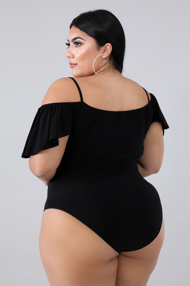 "Marbella" Bodysuit (Plus Size) – Designs In VOGUE Intelligent Clothes, Bodysuit Style, Curvy Women Outfits, Bodysuit Fashion, Plus Size Models, Plus Size Swimsuits, Curvy Girl Fashion, Lace Bodysuit, Flutter Sleeves