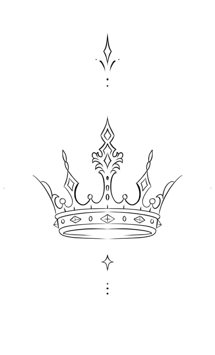 a black and white drawing of a crown