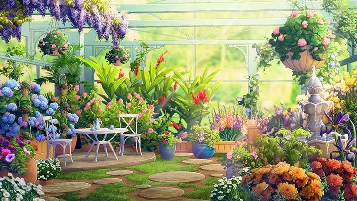 an artist's rendering of a garden with lots of flowers