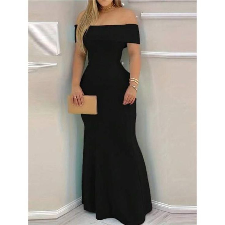 -Item Id 31729114 -Color: Black -Style: Elegant -Pattern Type: Plain -Type: Bodycon -Neckline: Asymmetrical Neck -Sleeve Length: Short Sleeve -Sleeve Type: Regular Sleeve -Waist Line: High Waist -Hem Shaped: Flared, Mermaid -Length: Long -Fit Type: Slim Fit -Fabric: Non-Stretch -Material: Knitted Fabric -Composition: 95% Polyester, 5% Elastane -Care Instructions: Machine Wash Or Professional Dry Clean -Sheer: No **Open To Offers!!!** **Bundle To Save More** **30% Off Bundles Of 2 Or More Items!! Floor-length Black Bodycon Dress, Fitted Black Floor-length Bodycon Dress, Fitted Floor-length Black Bodycon Dress, Black Fitted Floor-length Bodycon Dress, Chic Black Fishtail Dress, Black Maxi Length Bodycon Evening Dress, Black Maxi Bodycon Evening Dress, Formal Black Fishtail Maxi Dress, Black Fishtail Maxi Dress For Formal Occasions