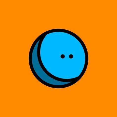 an orange and blue background with a smiley face