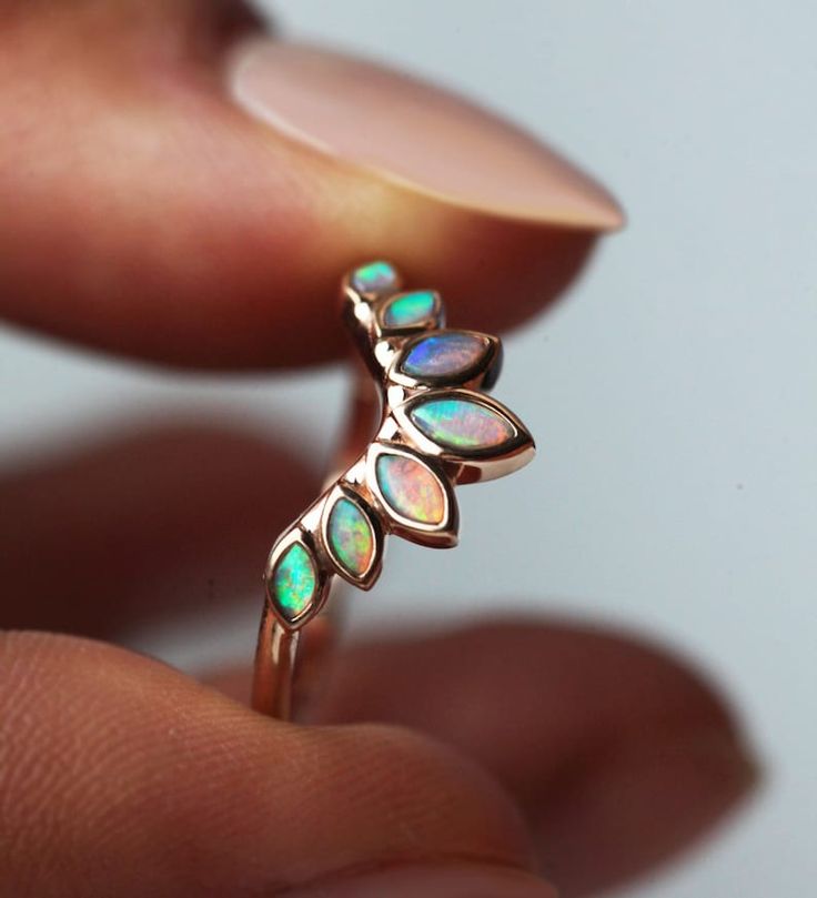 Leaf Wedding Ring, Leaf Wedding Rings, Rings Turquoise, Opal Wedding Band, Flawless Diamond, Opal Wedding, Opal Band, Opal Wedding Rings, Ring Marquise