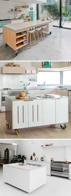 the kitchen is clean and ready to be used as a dining room or office area