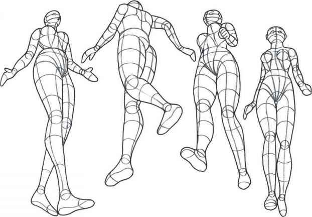 an image of a woman's body in various poses, including the legs and arms