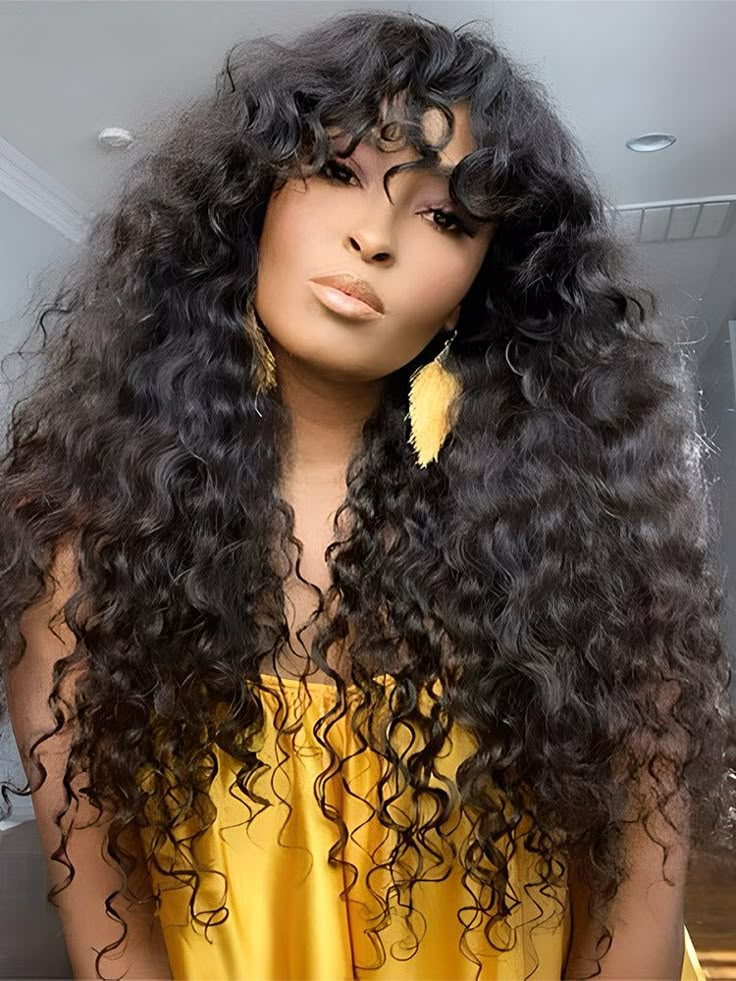 Hair Name: Human Hair Wigs with Bangs Hair Style: Water Wave Hair Hair Length: 8-26 inches Wig Weight: 200-320g/Wig (Depending on Lengths and Density) Color: Natural Color Density: 180% Density Cap Size: Medium, 22.5inch (Customize Size Service >) Quality: 100% Virgin Human Hair Wigs Shipment: DHL, FedEx, or UPS 3-7 Business Days Affordable Human Hair Wigs, Human Hair Wigs With Bangs, Hairstyles Color, Brazilian Hair Wigs, Textured Curly Hair, Hair Care Oil, Remy Hair Wigs, Virgin Hair Wigs, Human Wigs