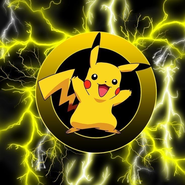 a yellow pikachu is standing in front of some lightnings and it looks like he's about to strike