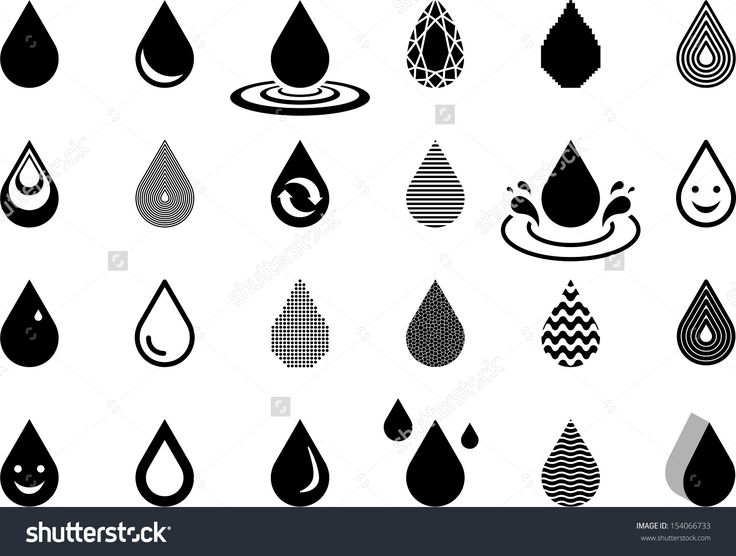 black and white water drop icons set stock photo - image 399784