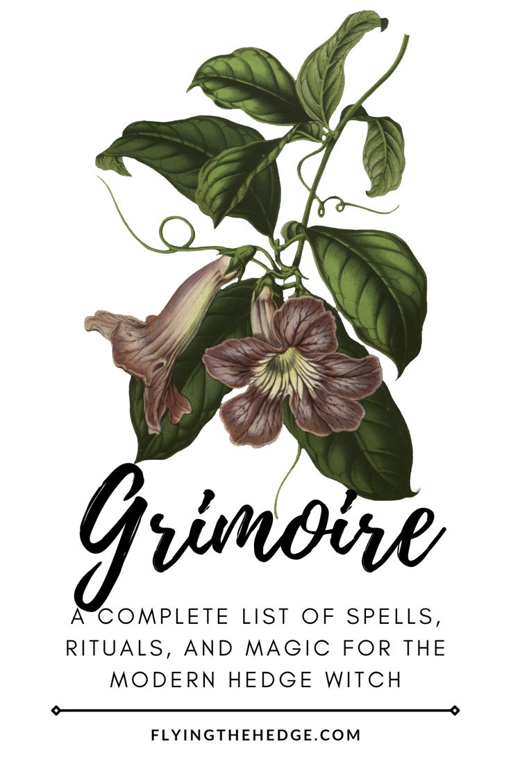 a flower with the words, grimore complete list of spells, rituals and magic for